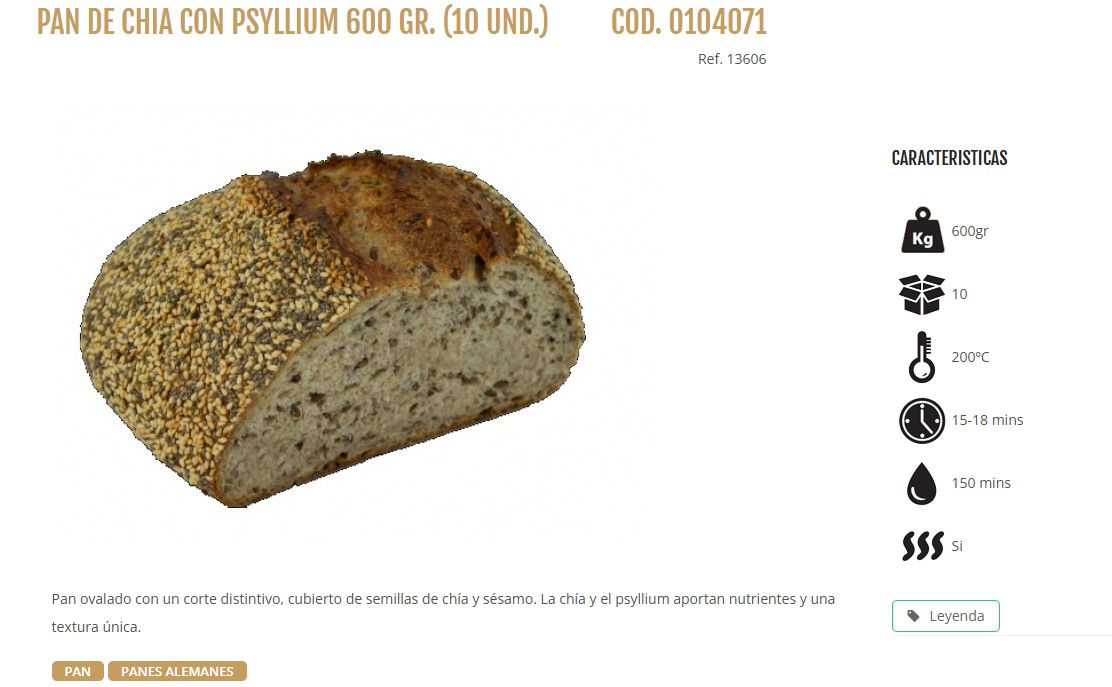 PAN DE CHIA CON PSYLLIUM 600 GRS. 10 UD/CAJA